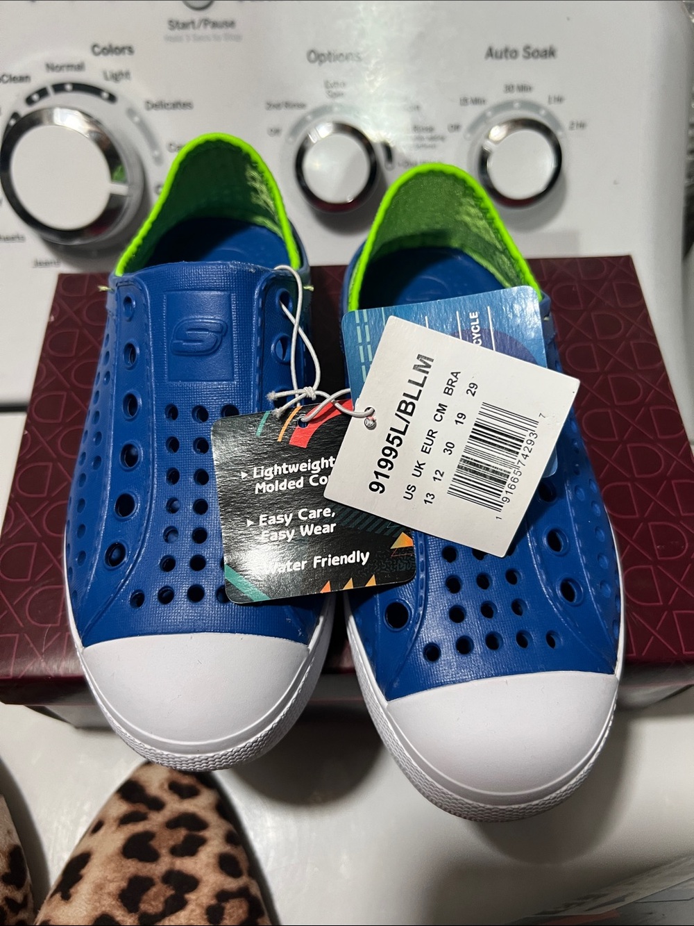 Kids Blue Slip-On Water-Friendly Shoes with Lime Interior